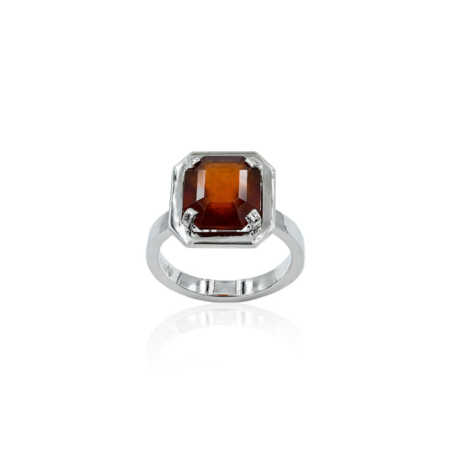 Natural Hessonite(Gomed) 6.55ct(7.21 Ratti) Faceted Ring