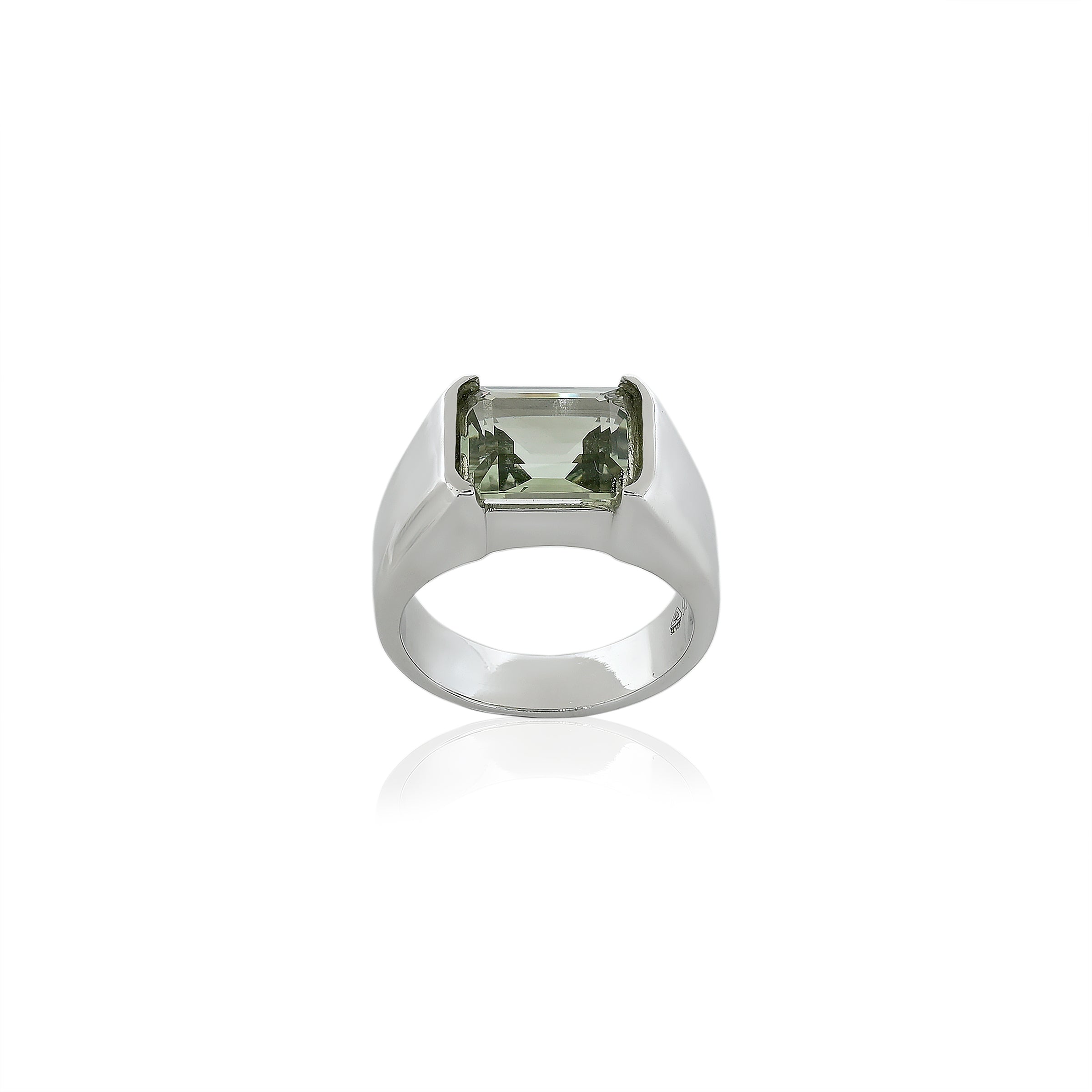 Green Amethyst Ring (4.10 Carat / 4.51 Ratti)