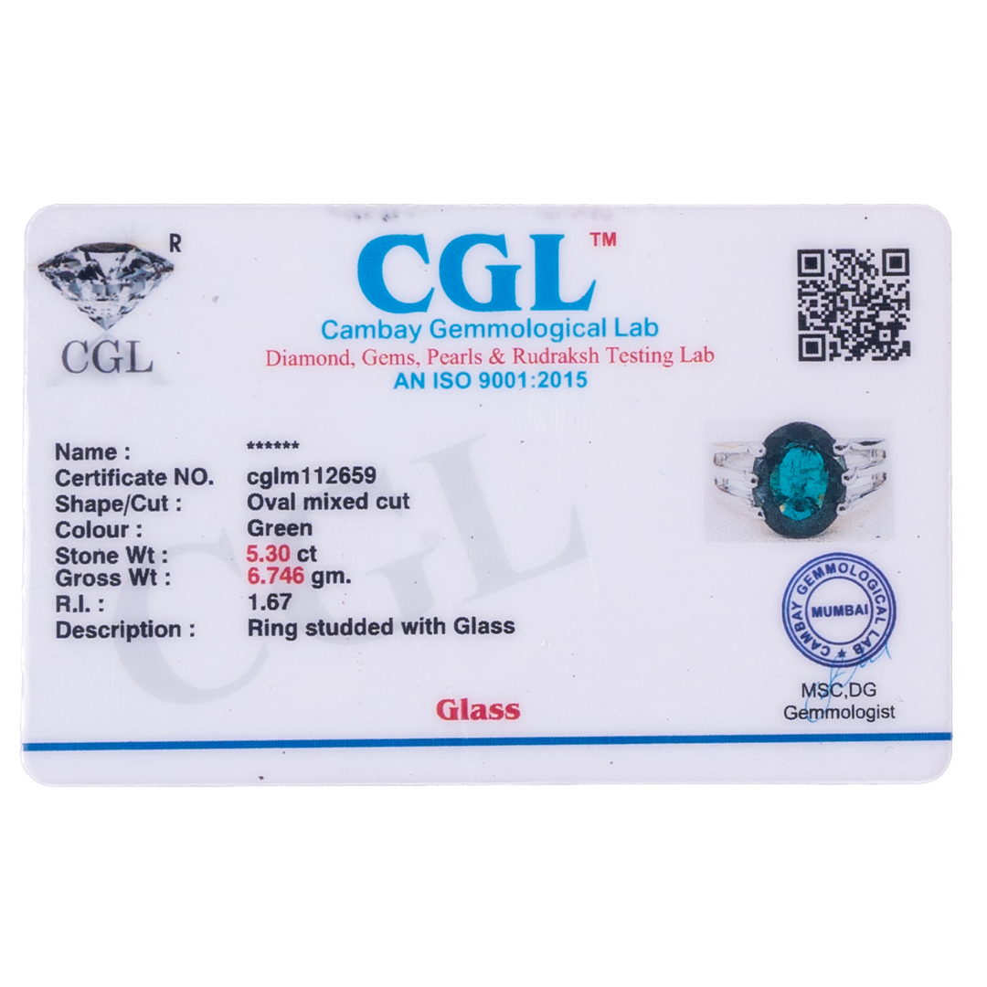 Lab Grown Emerald Ring (5.30 Carat / 5.83 Ratti)