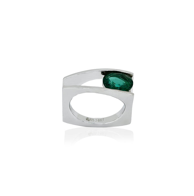 Lab Grown Emerald Ring (2.80 Carat / 3.08 Ratti)