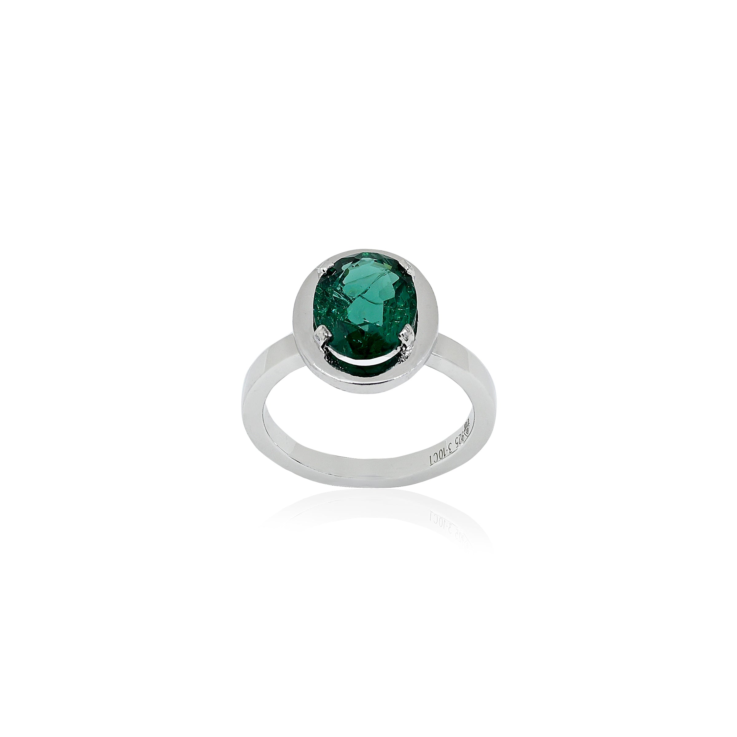 Lab Grown Emerald Ring (3.10 Carat / 3.41 Ratti)