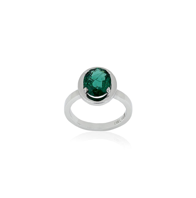 Lab Grown Emerald Ring (3.10 Carat / 3.41 Ratti)
