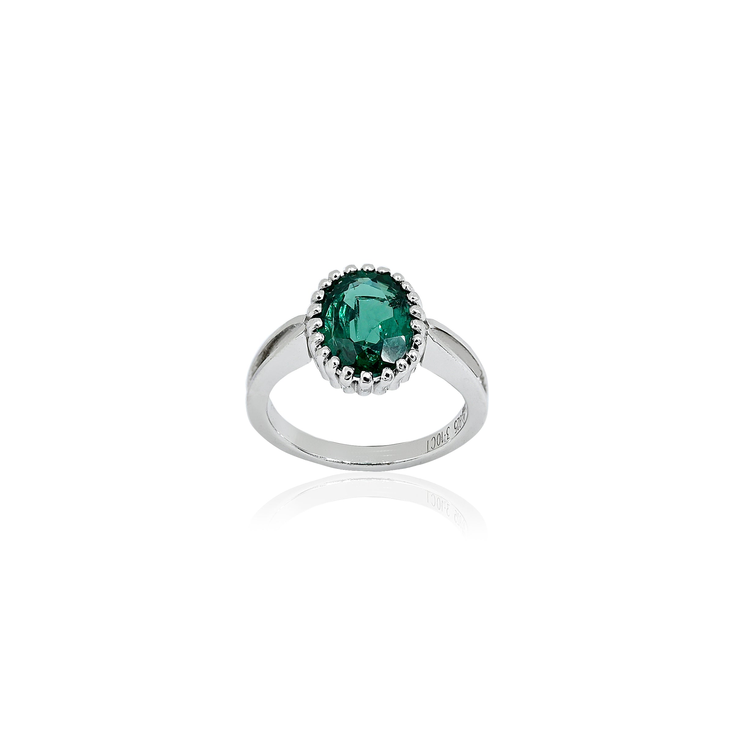 Lab Grown Emerald Ring (3.10 Carat / 3.41 Ratti)