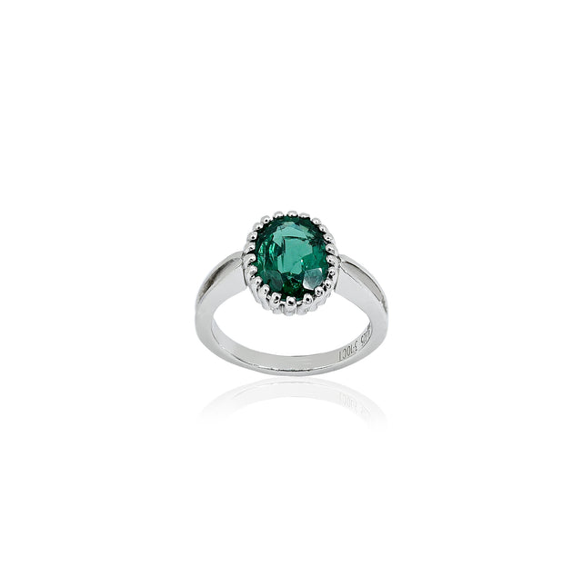 Lab Grown Emerald Ring (3.10 Carat / 3.41 Ratti)