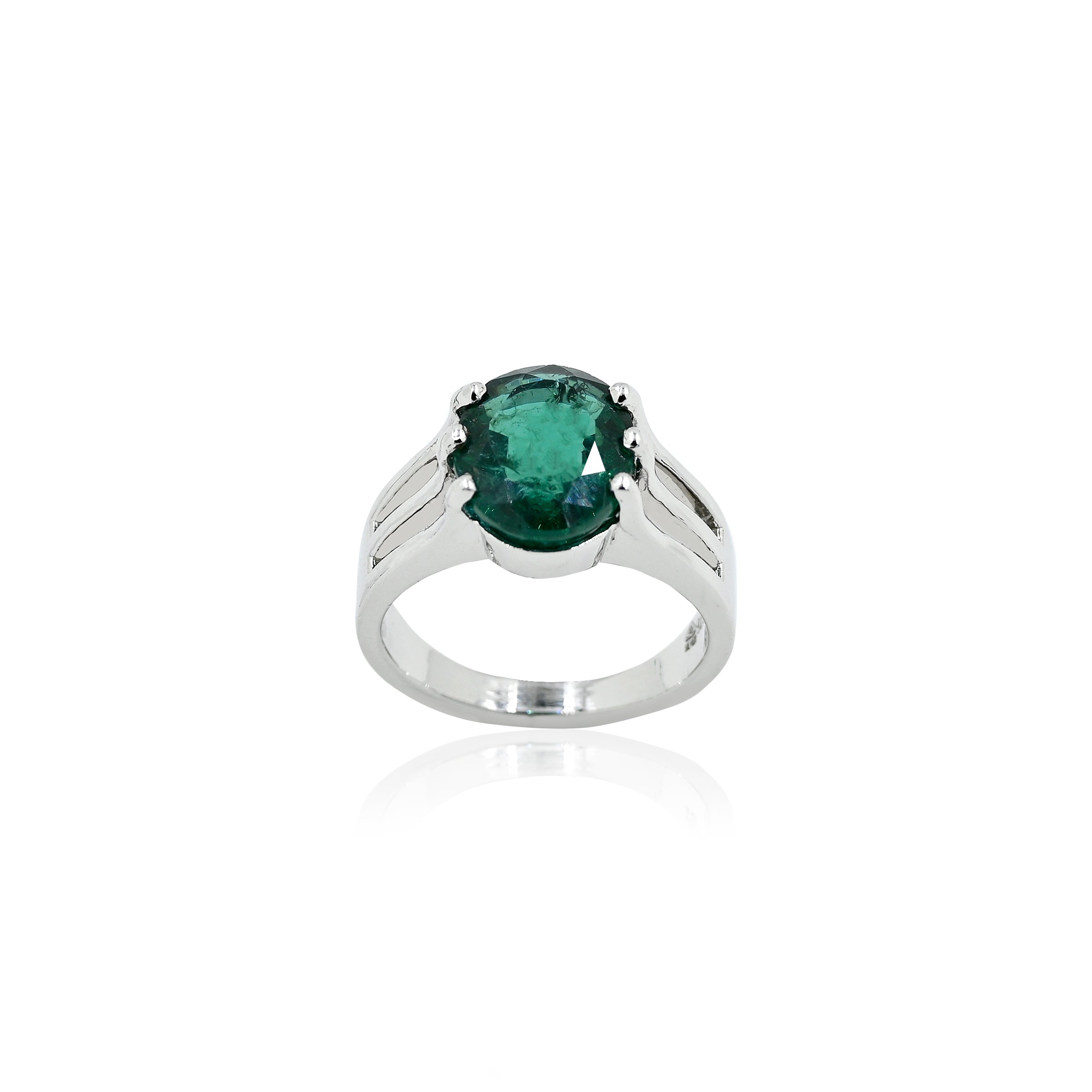 Lab Grown Emerald Ring (5.30 Carat / 5.83 Ratti)