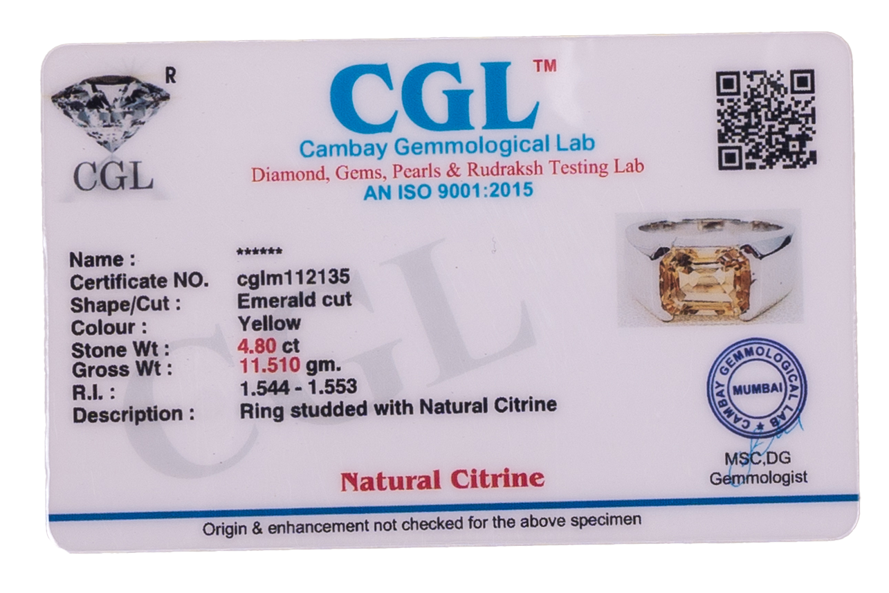 Citrine Ring (4.80 Carat / 5.28 Ratti)