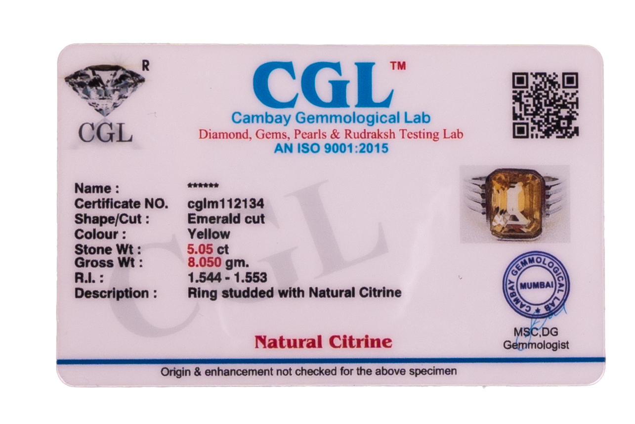 Citrine Ring (5.05 Carat / 5.56 Ratti)