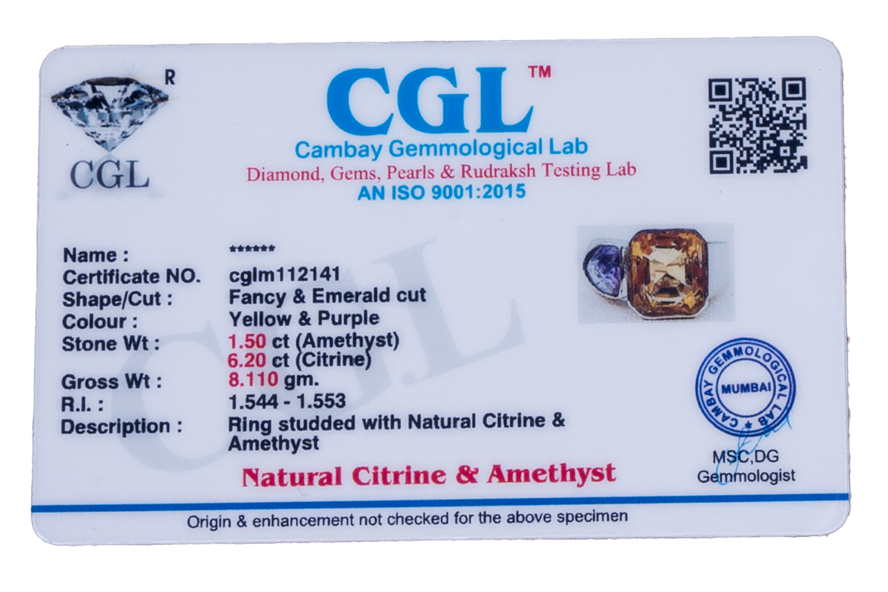 Citrine Ring (6.20 Carat / 6.82 Ratti)