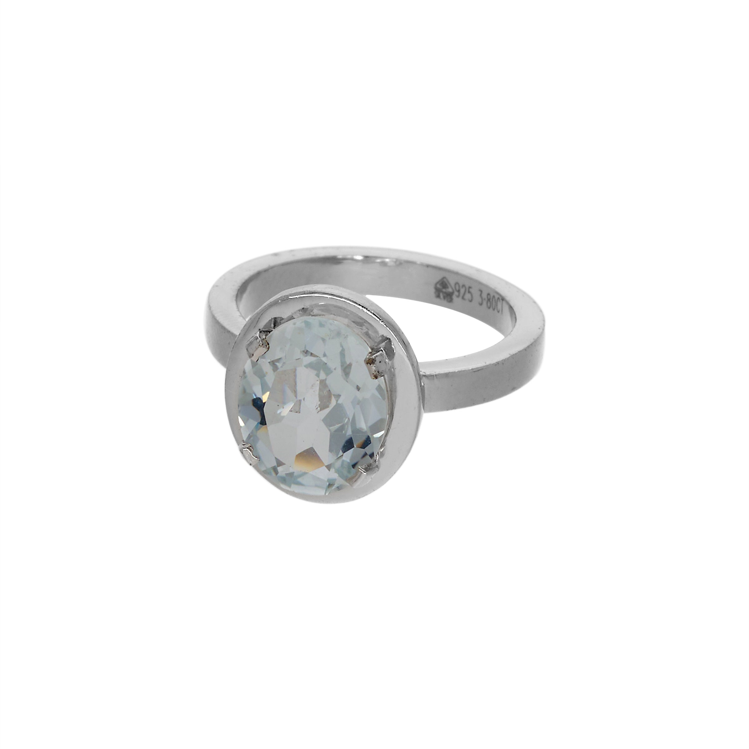 Natural White Topaz 3.80ct (4.18 Ratti) Ring