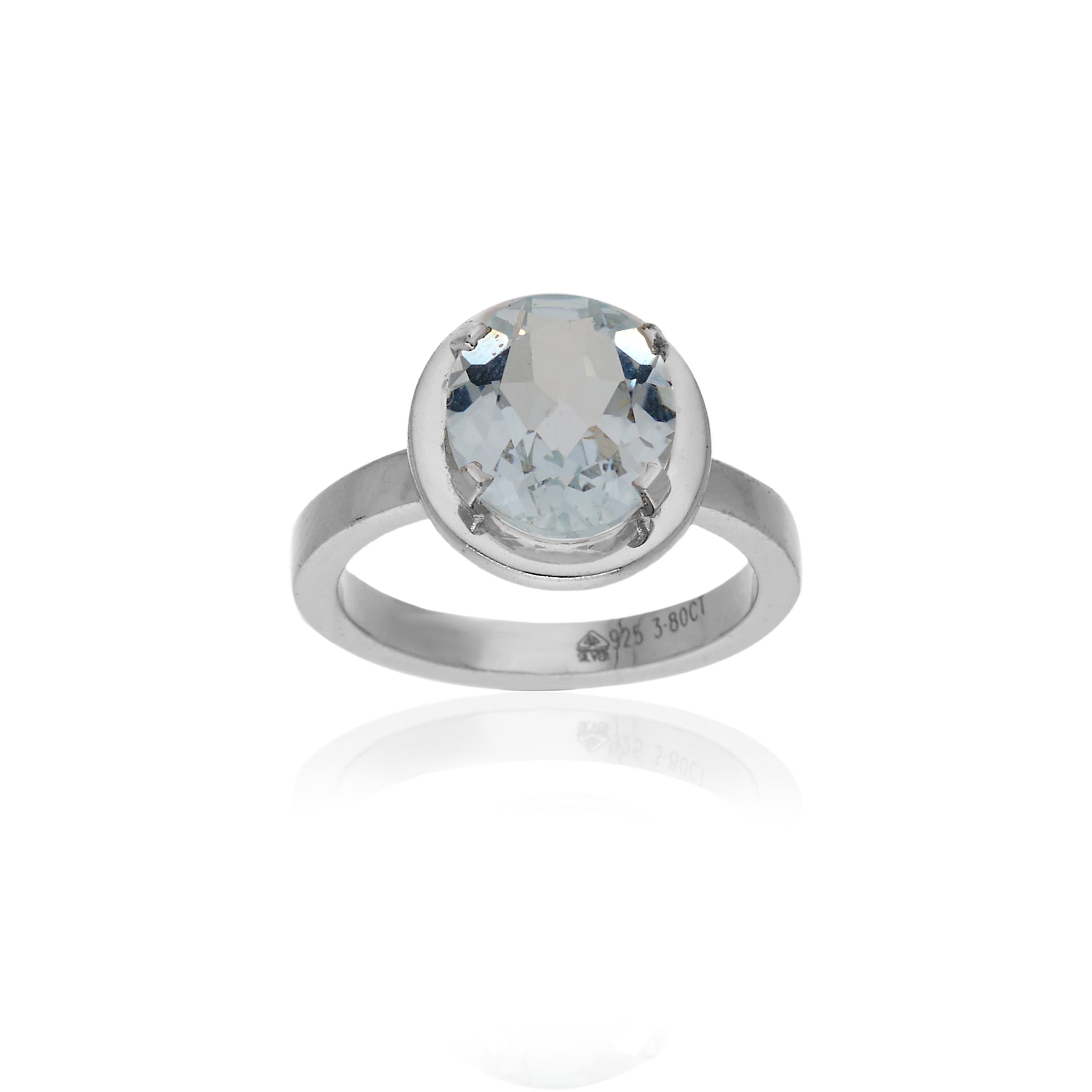 Natural White Topaz 3.80ct (4.18 Ratti) Ring