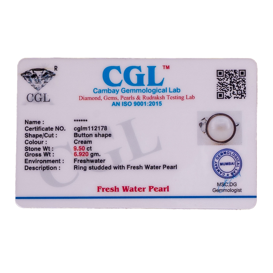 Natural Pearl (Moti) 9.50ct (10.45 Ratti) Ring
