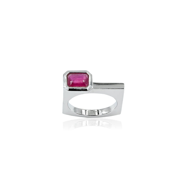 Natural Bangkok Ruby(Manik) 1.25ct(1.37 Ratti) Faceted Cushion Cut Ring