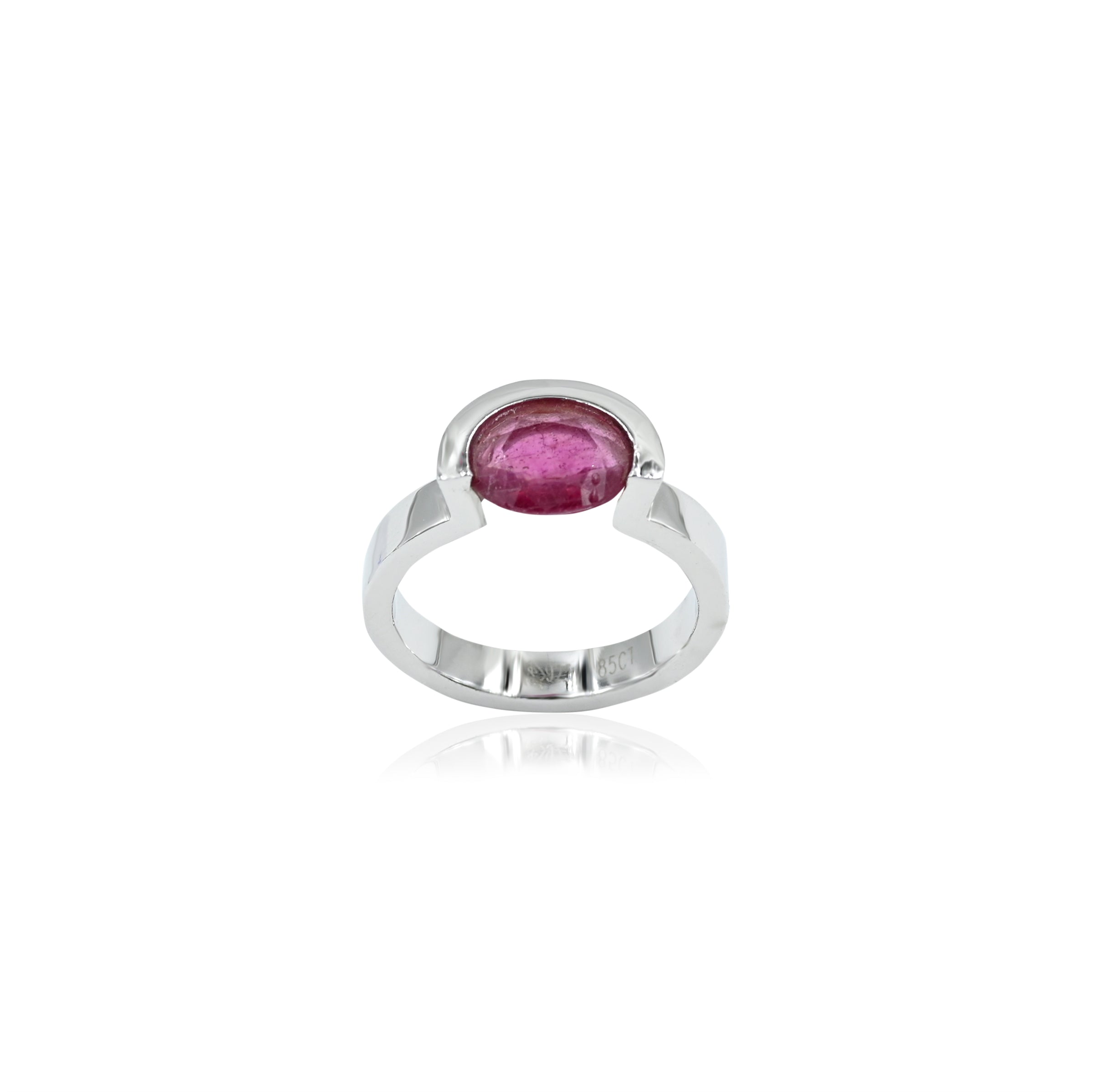 Natural Bangkok Ruby(Manik) 1.85ct(2.03 Ratti) Faceted Cushion Cut Ring