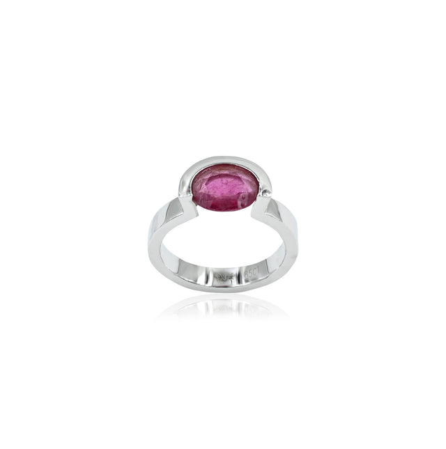 Natural Bangkok Ruby(Manik) 1.85ct(2.03 Ratti) Faceted Cushion Cut Ring