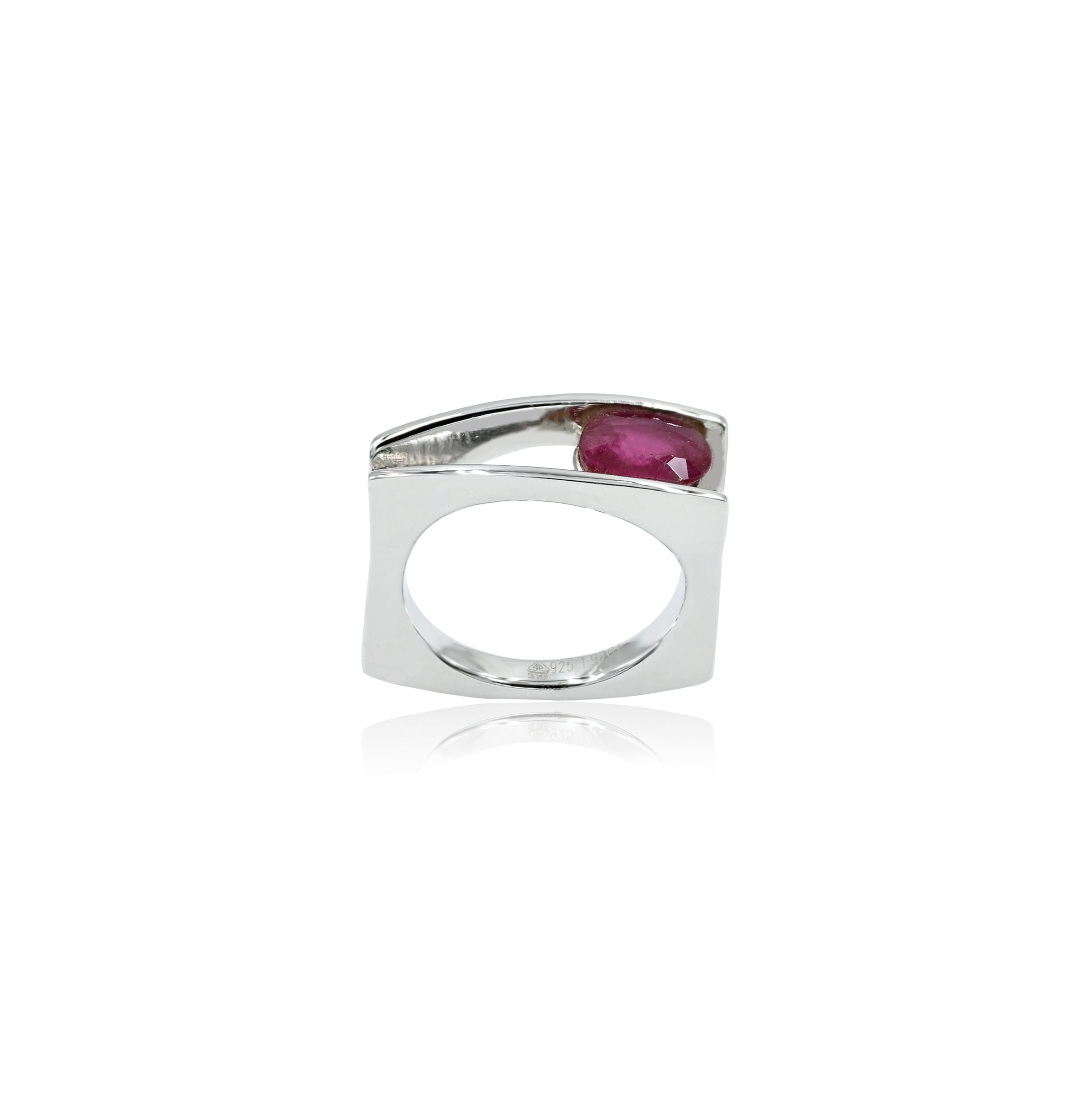 Natural Bangkok Ruby(Manik) 1.90ct(2.09 Ratti) Faceted Cushion Cut Ring
