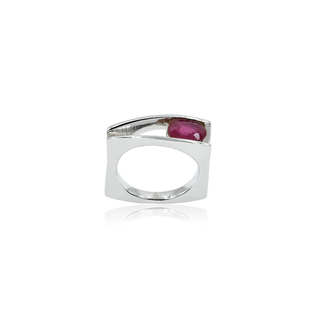 Natural Bangkok Ruby(Manik) 1.90ct(2.09 Ratti) Faceted Cushion Cut Ring