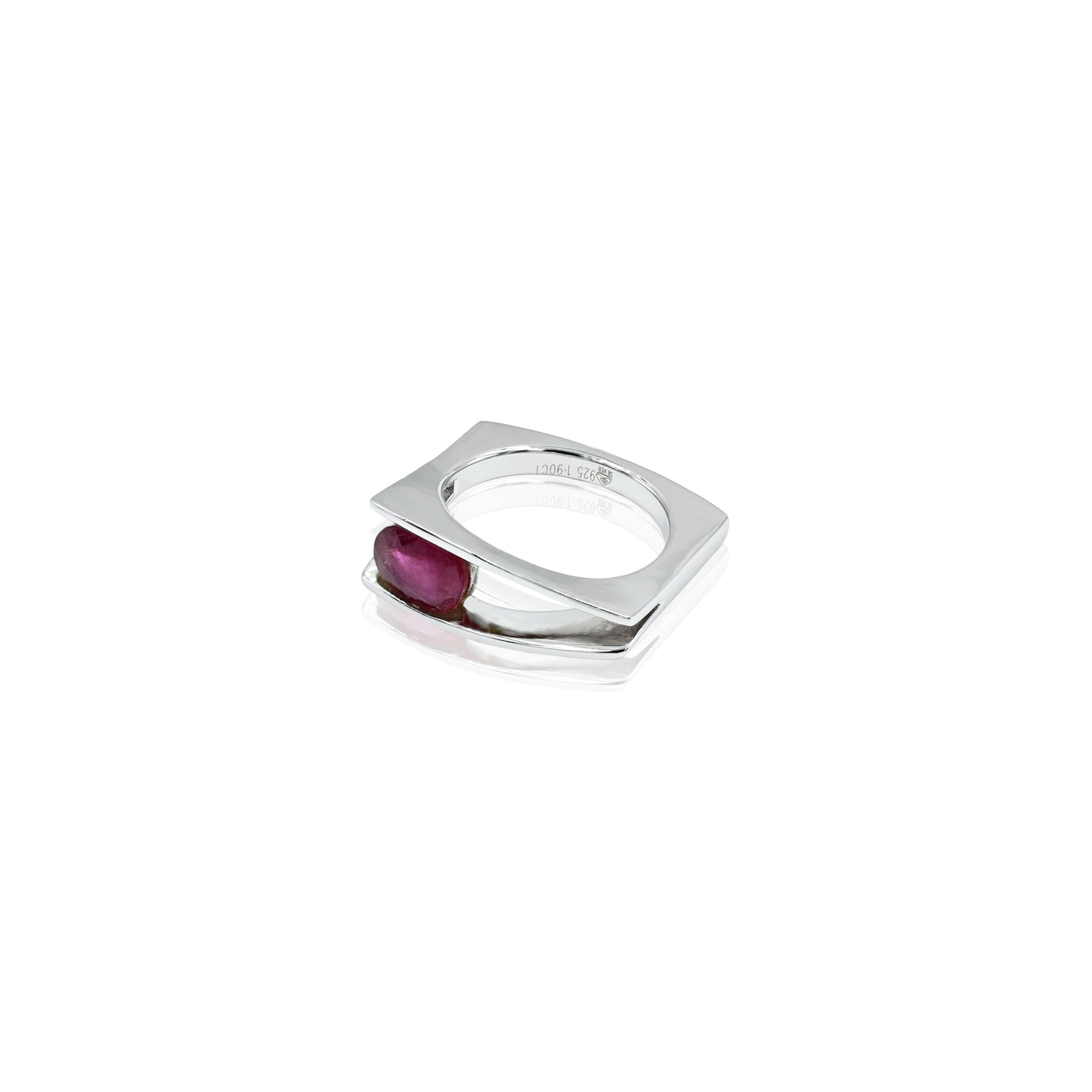 Natural Bangkok Ruby(Manik) 1.90ct(2.09 Ratti) Faceted Cushion Cut Ring