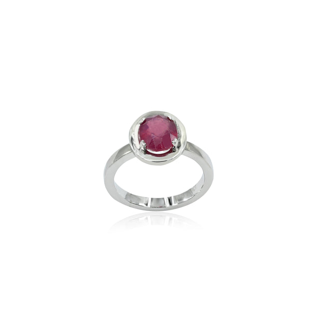Natural Bangkok Ruby(Manik) 2.30ct(2.53 Ratti) Faceted Cushion Cut Ring