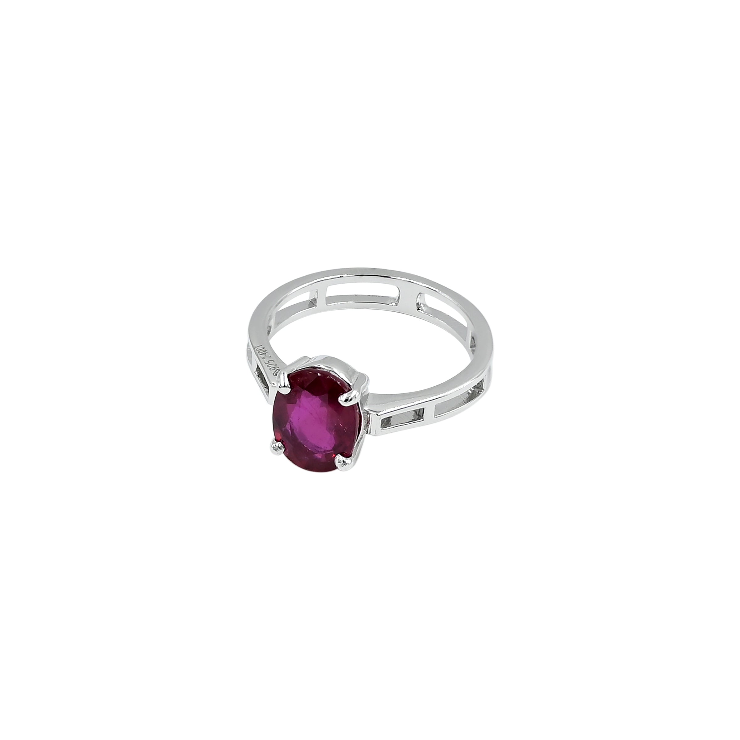 Natural Bangkok Ruby(Manik) 2.40ct (2.64 Ratti) Faceted Cushion Cut Ring