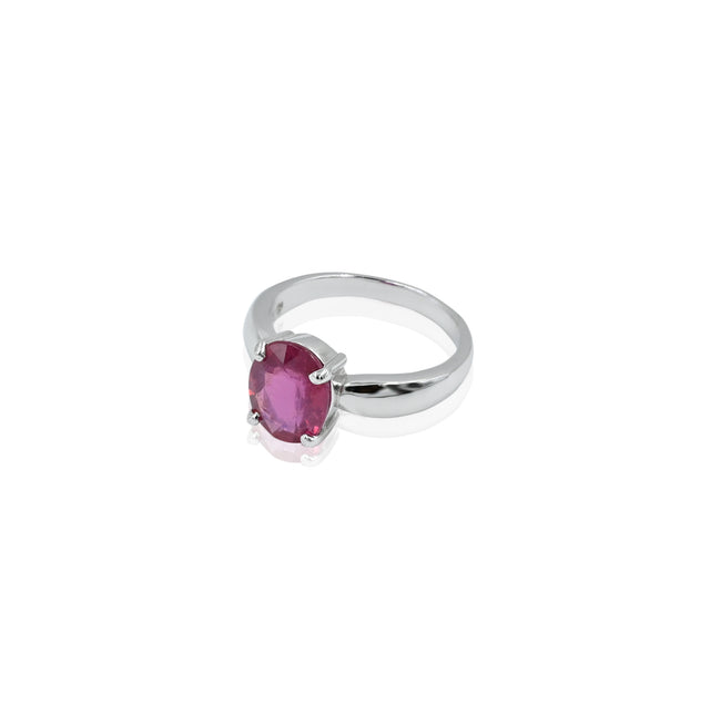 Natural Bangkok Ruby(Manik) 3.50ct(3.85 Ratti) Faceted Cushion Cut Ring
