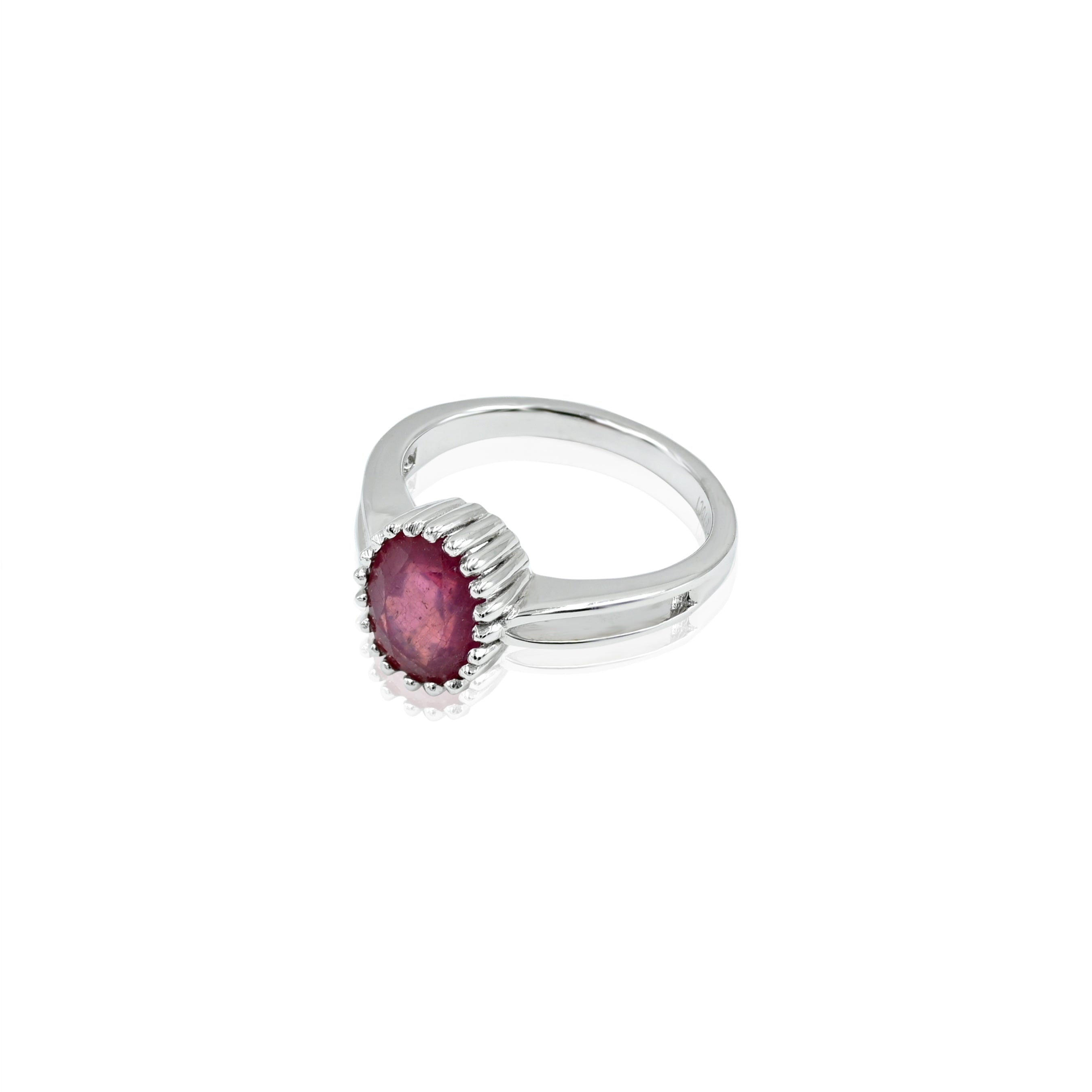 Natural Bangkok Ruby(Manik) 2.70ct(2.97 Ratti) Faceted Cushion Cut Ring
