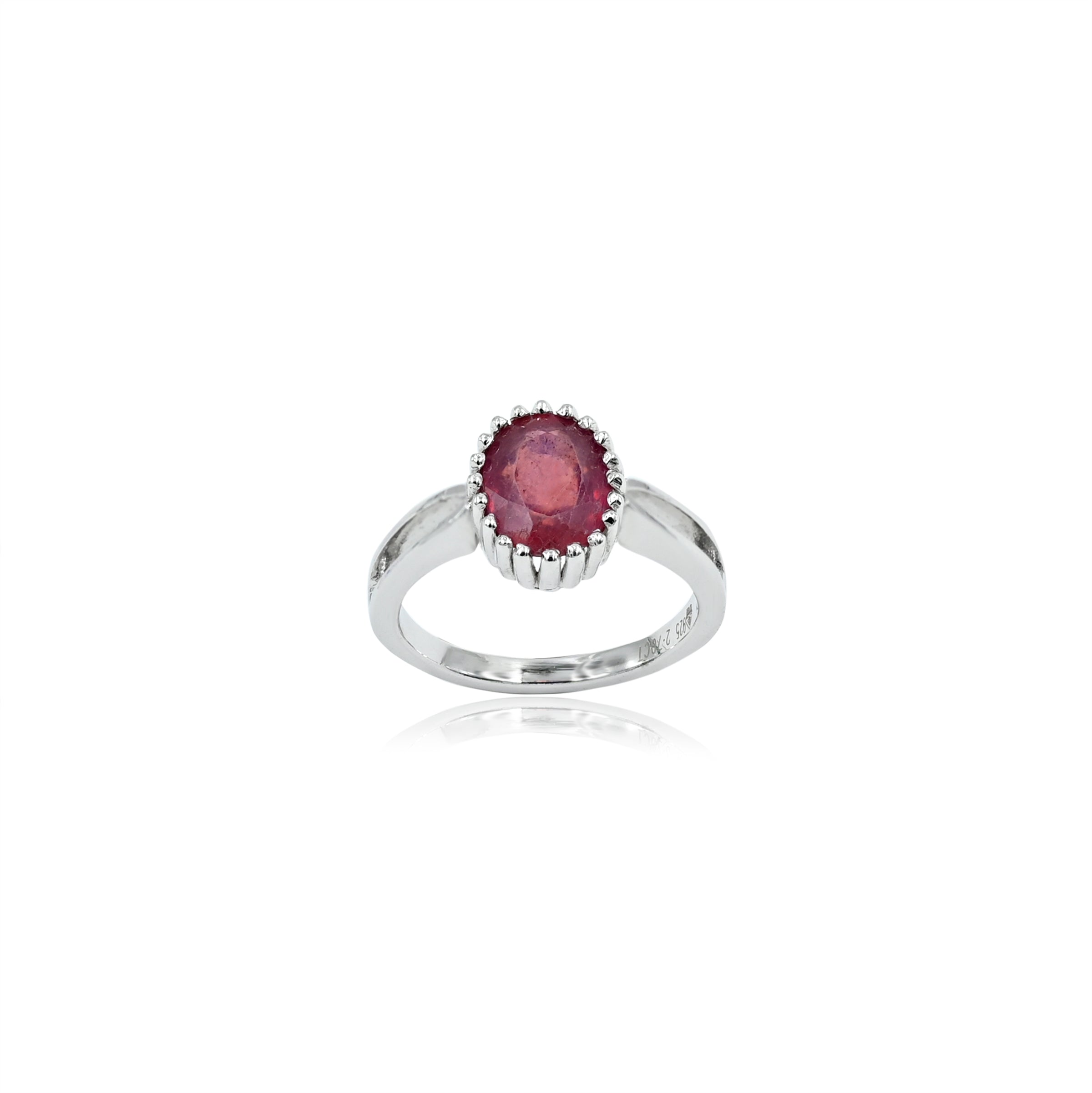 Natural Bangkok Ruby(Manik) 2.70ct(2.97 Ratti) Faceted Cushion Cut Ring