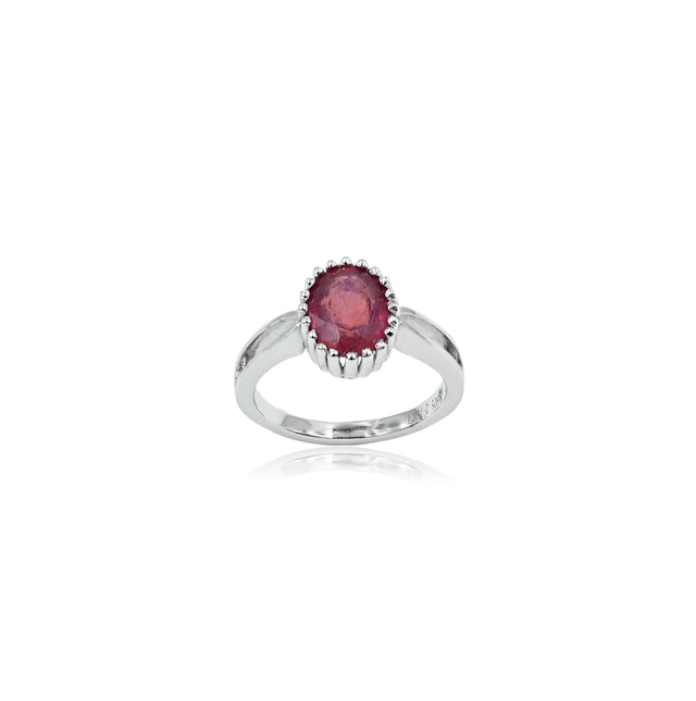 Natural Bangkok Ruby(Manik) 2.70ct(2.97 Ratti) Faceted Cushion Cut Ring