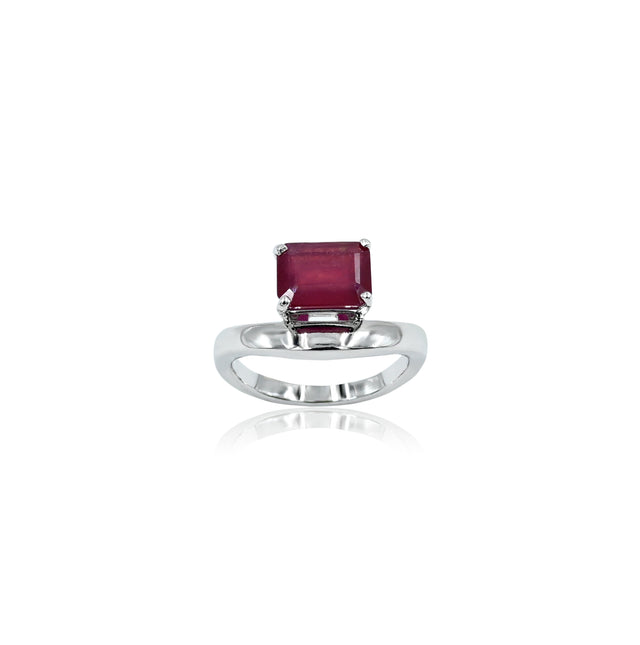 Natural Bangkok Ruby(Manik) 2.75ct(3.02 Ratti) Faceted Cushion Cut Ring