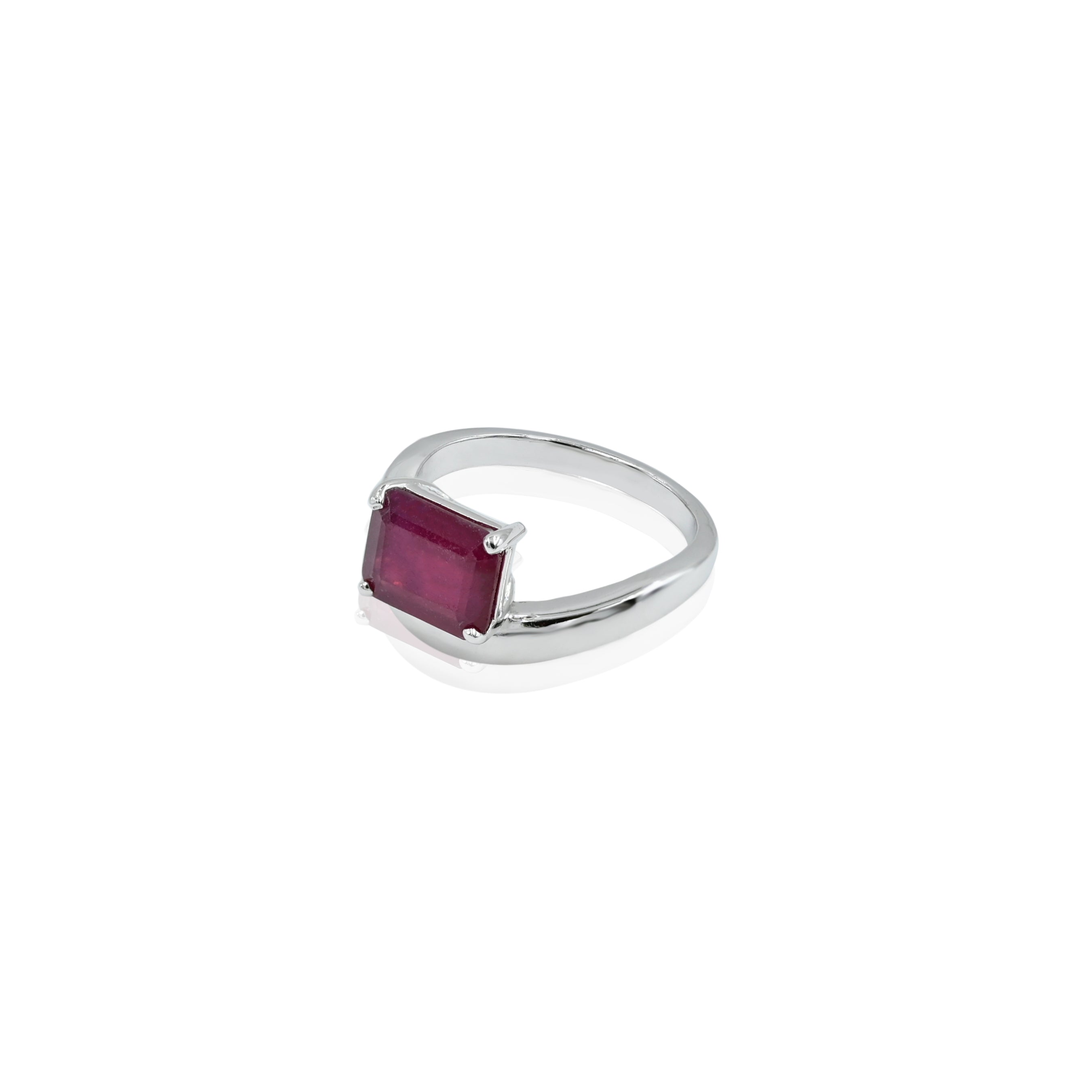 Natural Bangkok Ruby(Manik) 2.75ct(3.02 Ratti) Faceted Cushion Cut Ring