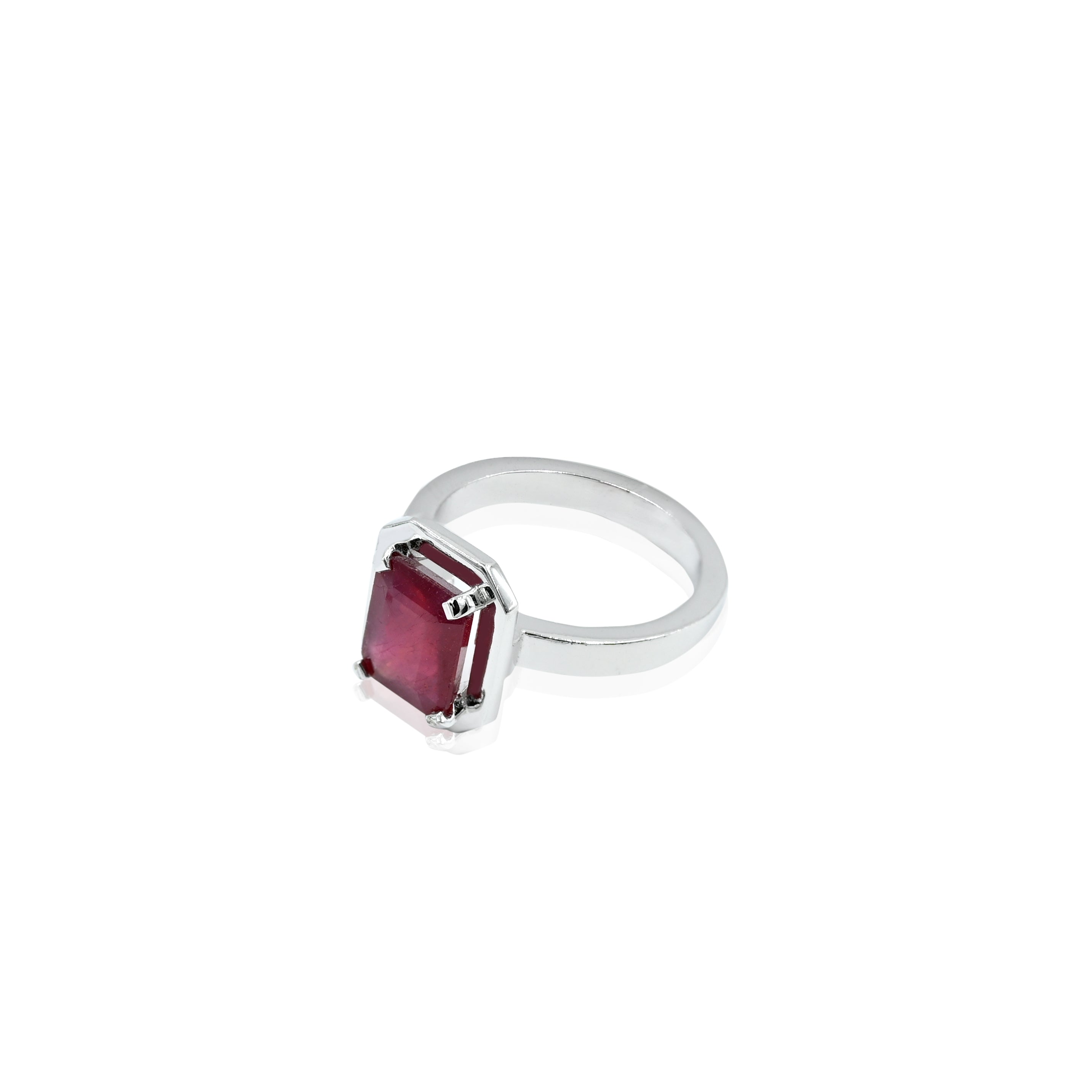 Natural Bangkok Ruby(Manik) 3.25ct(3.57 Ratti) Faceted Cushion Cut Ring