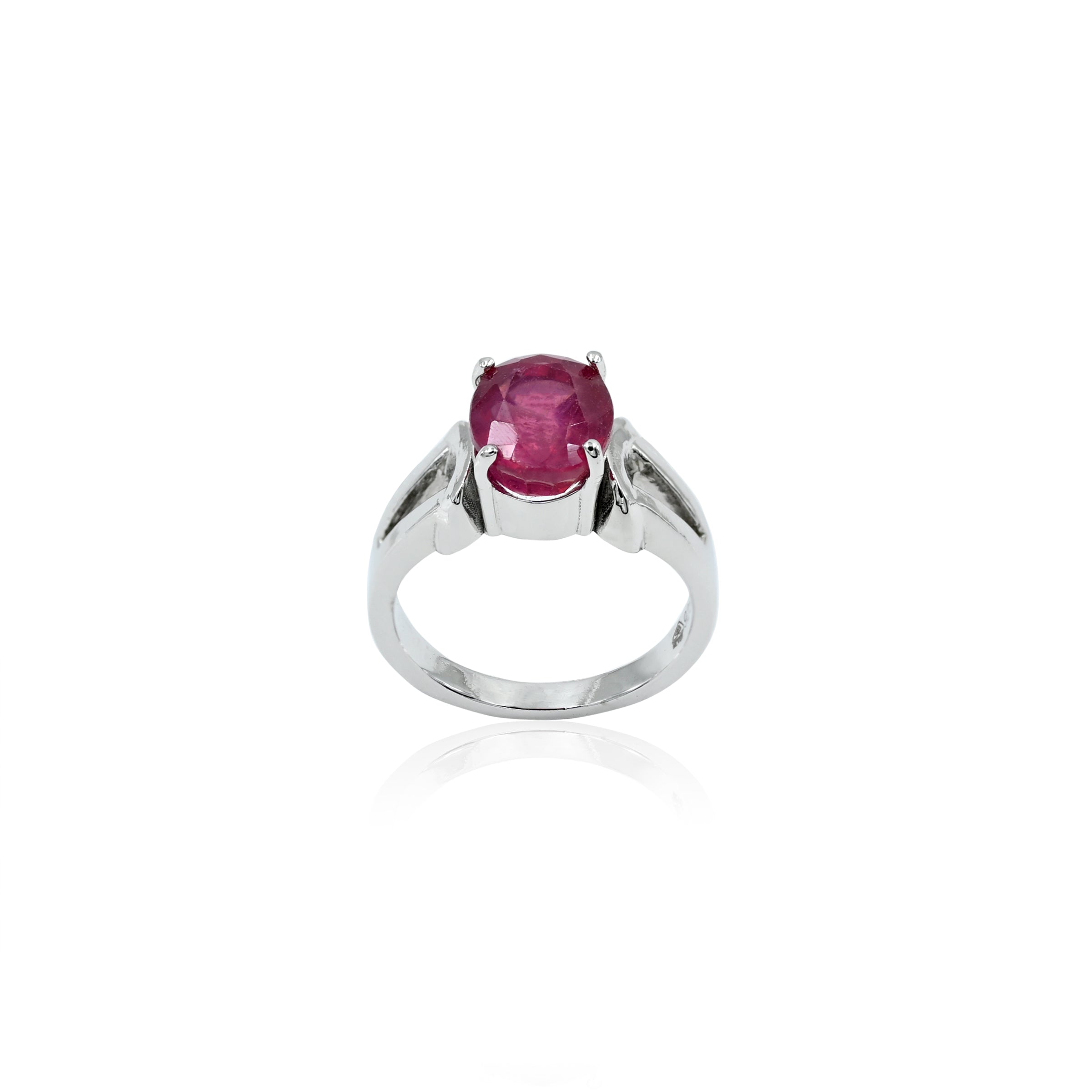 Natural Bangkok Ruby(Manik) 3.50ct(3.85 Ratti) Faceted Emerald Cut Ring