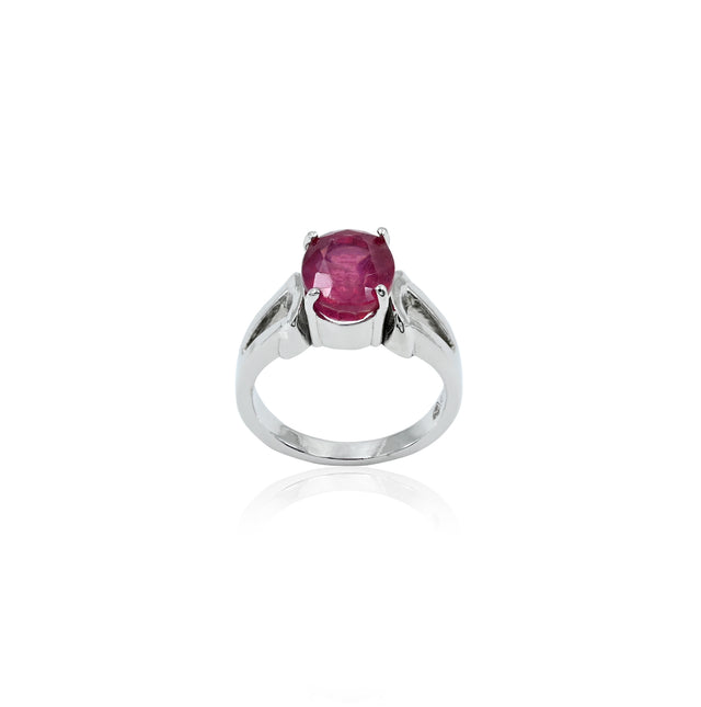 Natural Bangkok Ruby(Manik) 3.50ct(3.85 Ratti) Faceted Emerald Cut Ring
