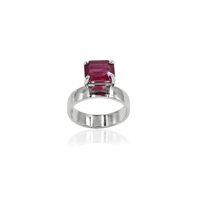 Natural Bangkok Ruby(Manik) 3.10ct(3.41 Ratti) Faceted Oval Cut Ring