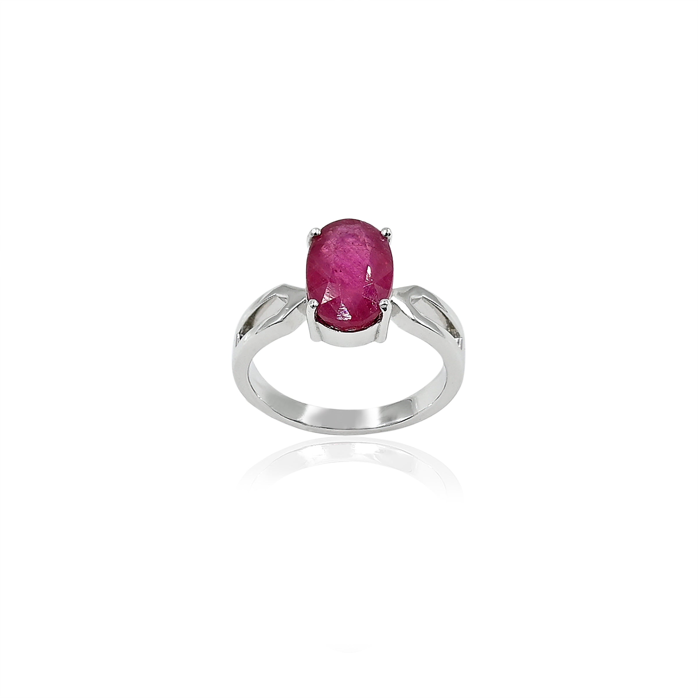 Natural Bangkok Ruby(Manik) 4.05ct(4.46 Ratti) Faceted Oval Cut Ring