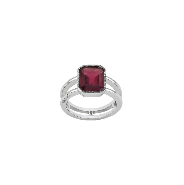 Natural Bangkok Ruby(Manik) 4.10ct(4.51 Ratti) Faceted Emerald Cut Ring