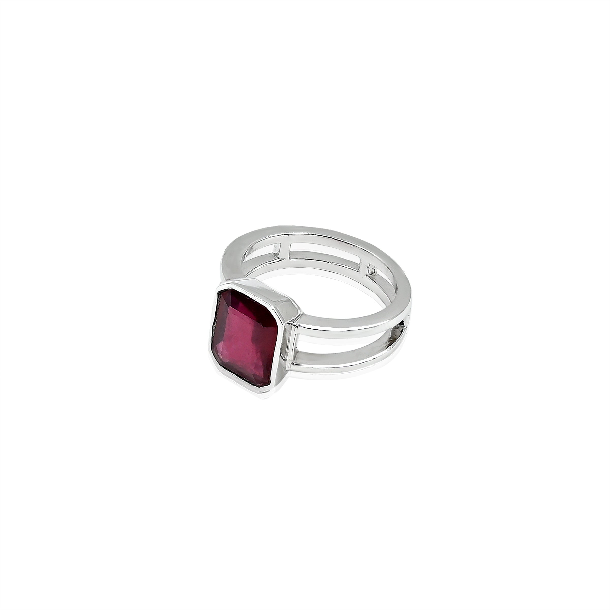 Natural Bangkok Ruby(Manik) 4.10ct(4.51 Ratti) Faceted Emerald Cut Ring