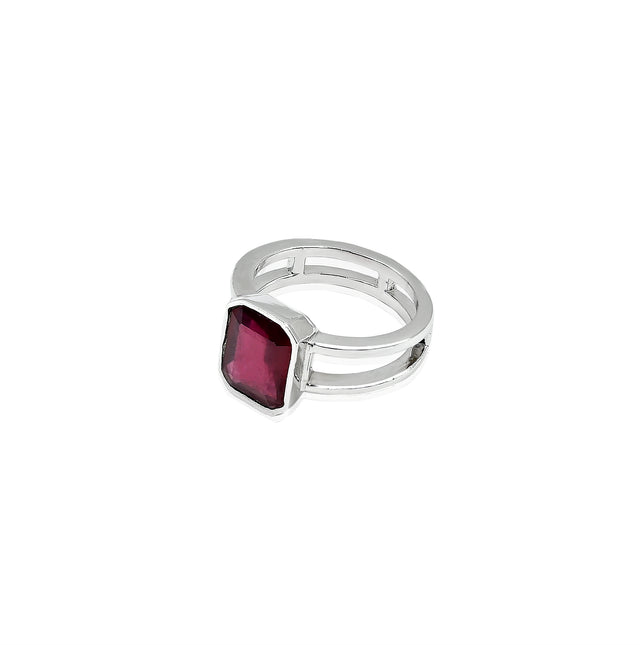 Natural Bangkok Ruby(Manik) 4.10ct(4.51 Ratti) Faceted Emerald Cut Ring