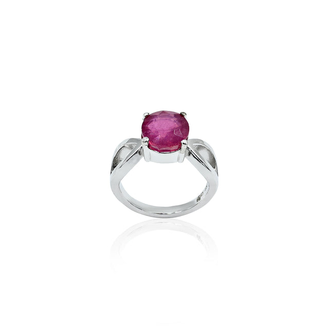 Natural Bangkok Ruby(Manik) 4.15ct(4.57 Ratti) Faceted Emerald Cut Ring