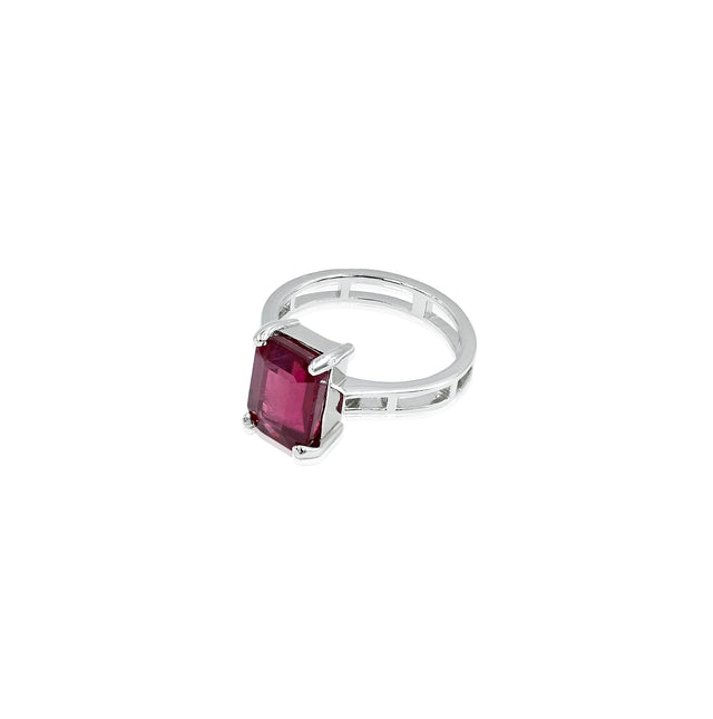 Natural Bangkok Ruby(Manik) 4.20ct(4.62 Ratti) Faceted Emerald Cut Ring