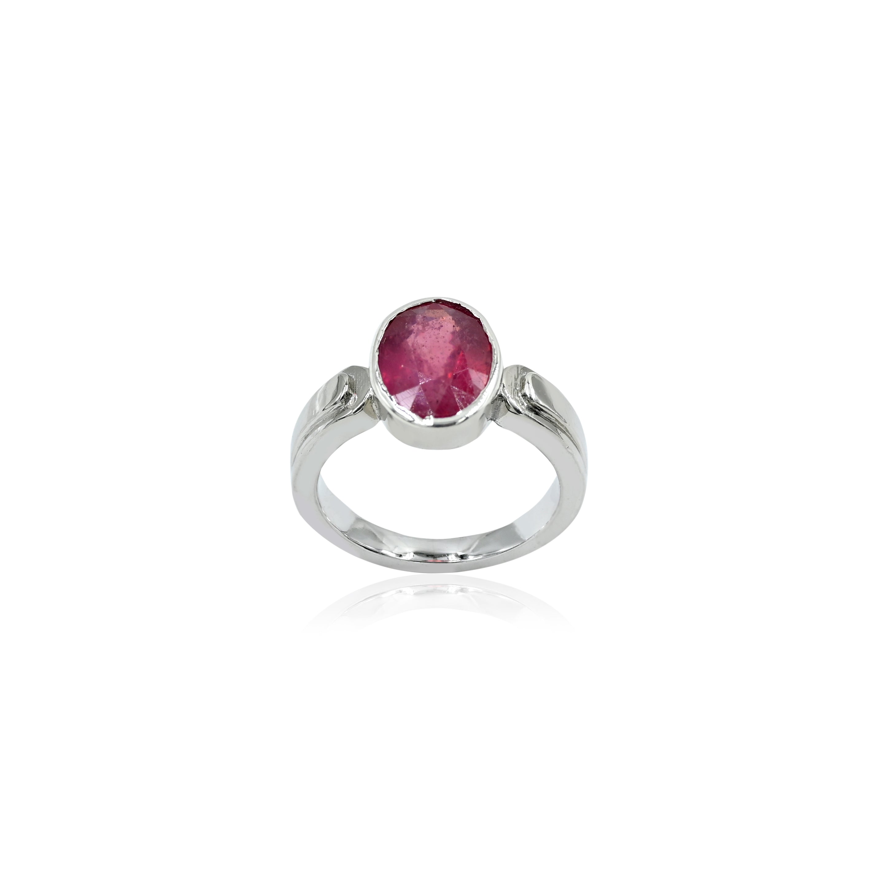 Natural Bangkok Ruby(Manik) 4.30ct(4.73 Ratti) Faceted Cushion Cut Ring