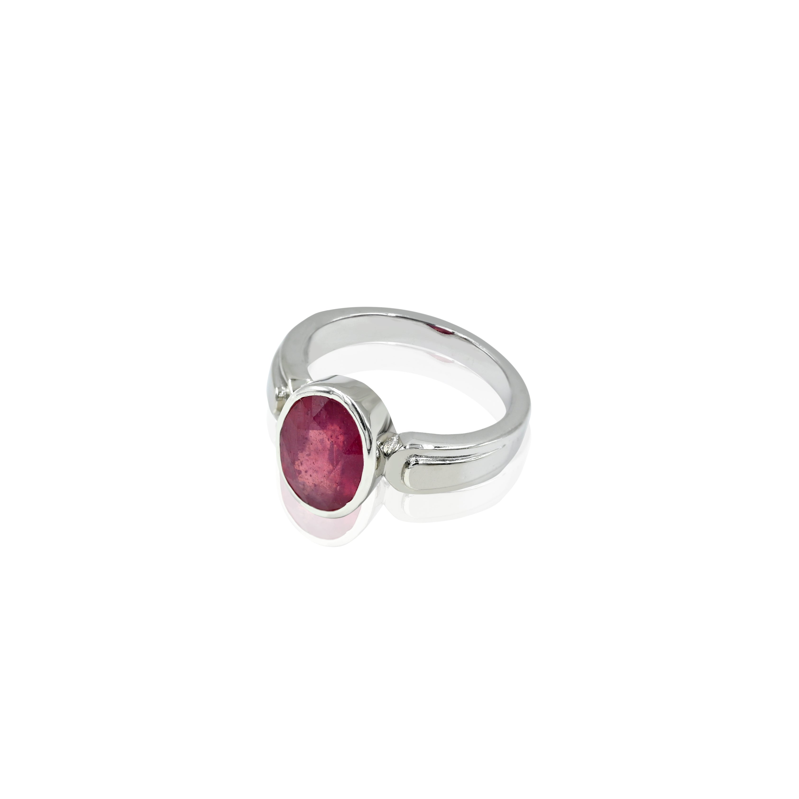 Natural Bangkok Ruby(Manik) 4.30ct(4.73 Ratti) Faceted Cushion Cut Ring