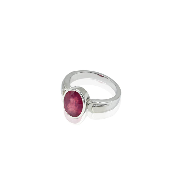 Natural Bangkok Ruby(Manik) 4.30ct(4.73 Ratti) Faceted Cushion Cut Ring