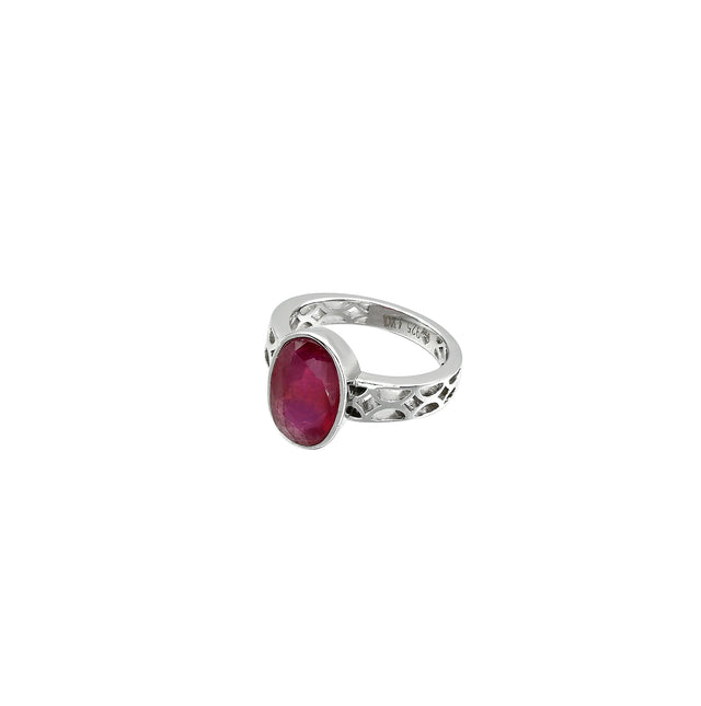 Natural Bangkok Ruby(Manik) 4.30ct(4.73 Ratti) Faceted Oval Cut Ring