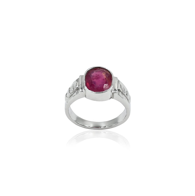 Natural Bangkok Ruby(Manik) 5.00ct(5.50 Ratti) Faceted Cushion Cut Ring
