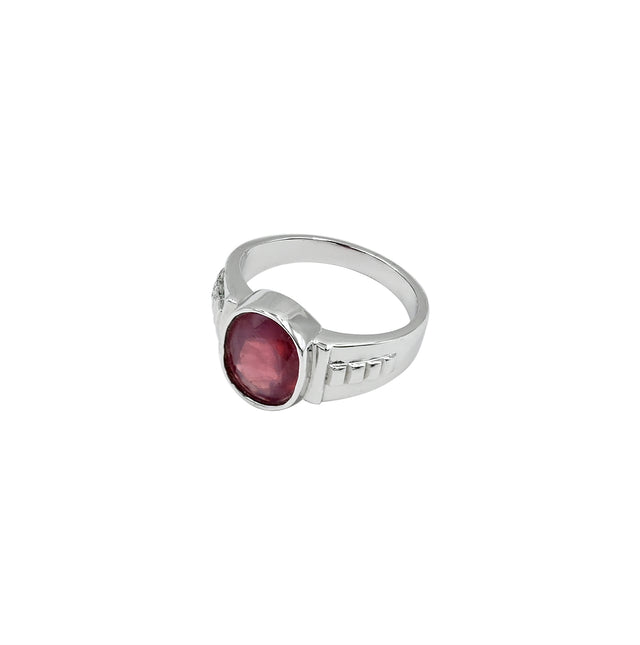 Natural Bangkok Ruby(Manik) 5.00ct(5.50 Ratti) Faceted Cushion Cut Ring