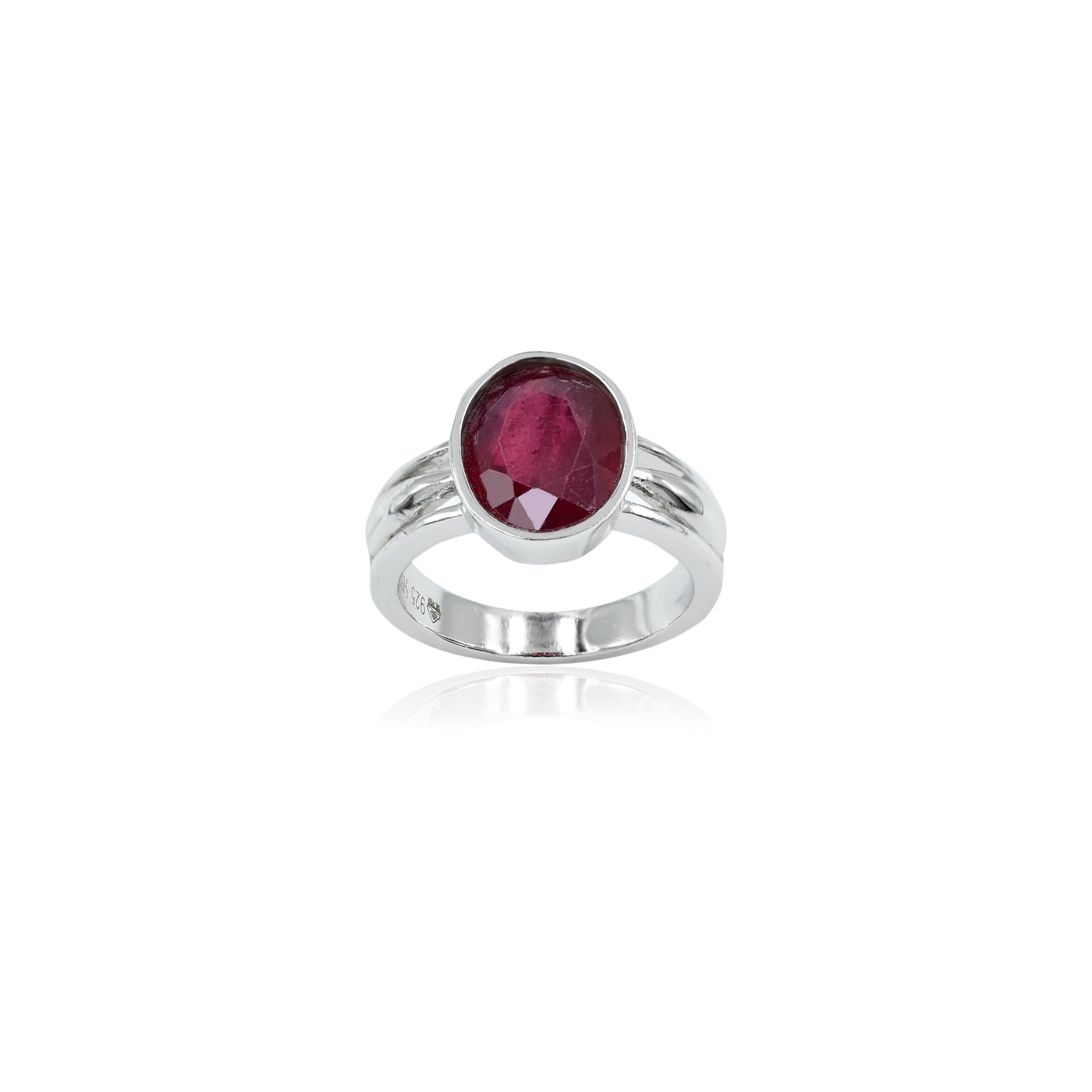 Natural Bangkok Ruby(Manik) 5.05ct(5.55 Ratti) Faceted Cushion Cut Ring