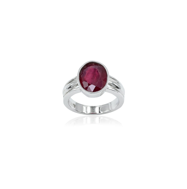 Natural Bangkok Ruby(Manik) 5.05ct(5.55 Ratti) Faceted Cushion Cut Ring