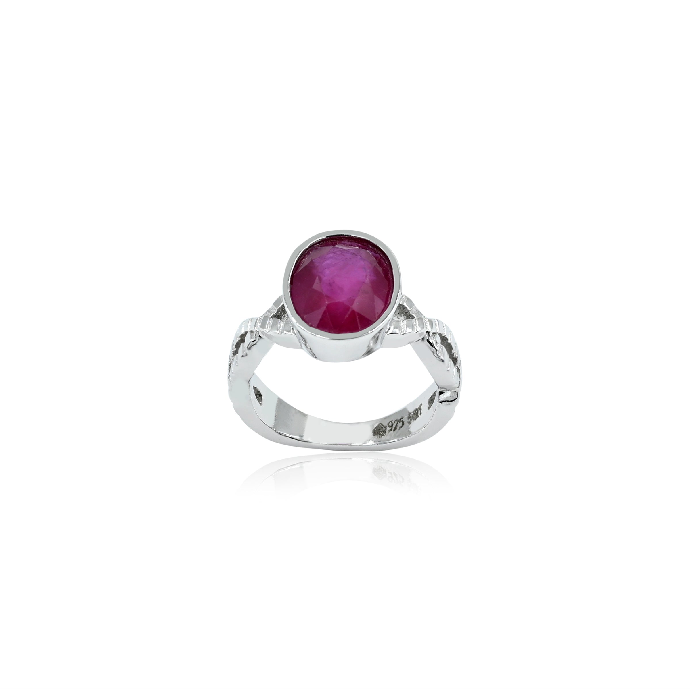 Natural Bangkok Ruby(Manik) 5.15ct(5.66 Ratti) Faceted Cushion Cut Ring