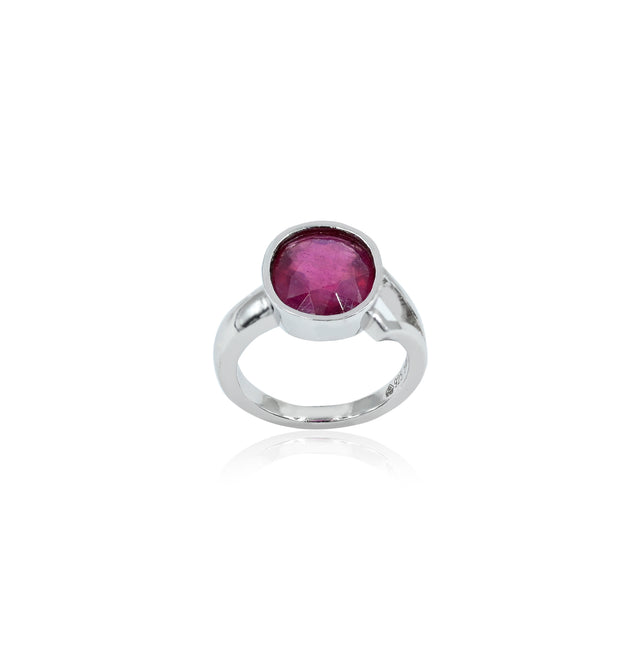Natural Bangkok Ruby(Manik) 5.40ct(5.94 Ratti) Faceted Cushion Cut Ring