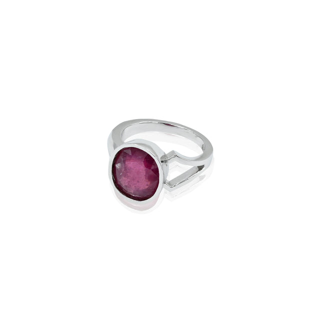 Natural Bangkok Ruby(Manik) 5.40ct(5.94 Ratti) Faceted Cushion Cut Ring